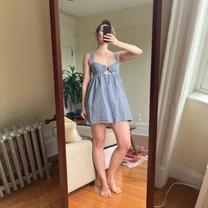 Reformation Noel Linen Dress blue gingham size 0